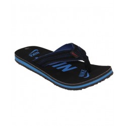 Black And Blue Stitched Design Flip Flop Slipper